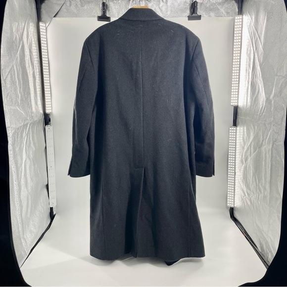Di Silver Vtg Men's Cashmere Blend Charcoal Black Long Overcoat Sz 44 Reg EUC - Picture 4 of 14